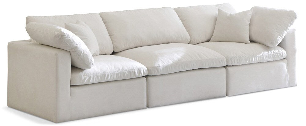 Meridian Furniture - Plush Cream Velvet Standard Comfort Modular Sofa - 3Pc - 602Cream-S105 veiw 1