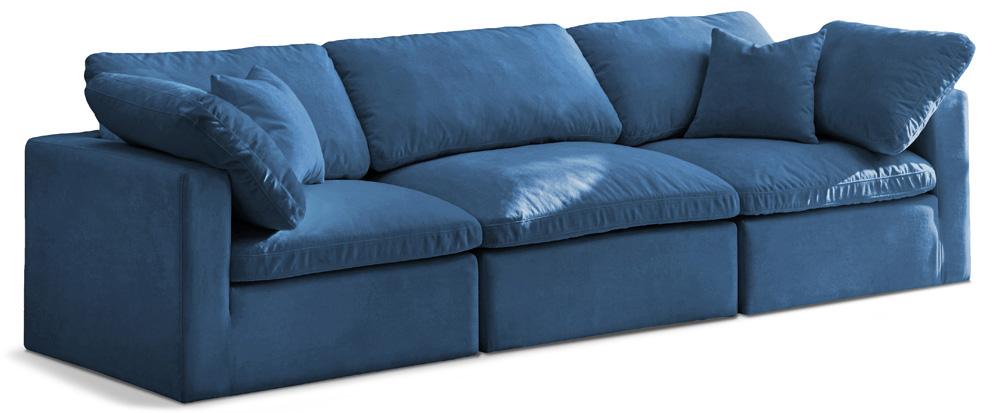 Meridian Furniture - Plush Navy Velvet Standard Comfort Modular Sofa - 3Pc - 602Navy-S105 veiw 1