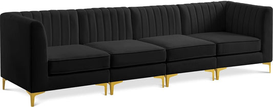Meridian Furniture - Alina Black Velvet Modular Sofa - 4Pc - 604Black-S119 veiw 1