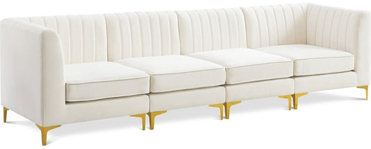 Meridian Furniture - Alina Cream Velvet Modular Sofa - 4Pc - 604Cream-S119 veiw 1