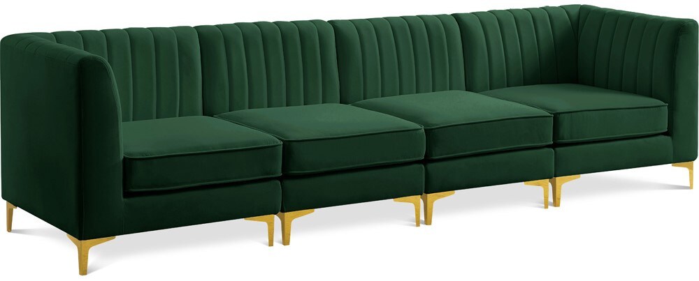 Meridian Furniture - Alina Green Velvet Modular Sectional - 4Pc - 604Green-S119 veiw 1