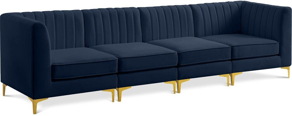 Meridian Furniture - Alina Navy Velvet Modular Sofa - 4Pc - 604Navy-S119 veiw 1