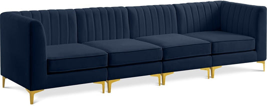 Meridian Furniture - Alina Navy Velvet Modular Sofa - 4Pc - 604Navy-S119 veiw 1