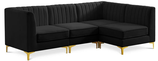 Meridian Furniture - Alina Black Velvet Modular Sectional - 4Pc - 604Black-Sec4A veiw 1