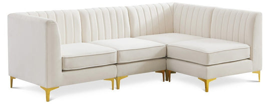 Meridian Furniture - Alina Cream Velvet Modular Sectional - 4Pc - 604Cream-Sec4A veiw 1