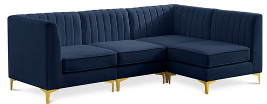 Meridian Furniture - Alina Navy Velvet Modular Sectional - 4Pc - 604Navy-Sec4A veiw 1