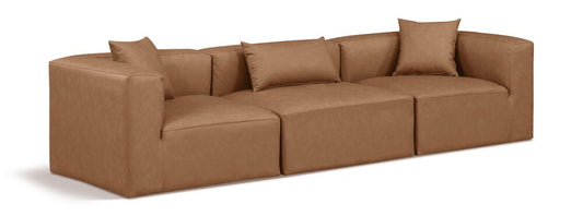 Meridian Furniture - Cube Brown Vegan Leather Modular Sofa - 3Pc - 668Brown-S108B veiw 1