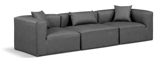 Meridian Furniture - Cube Charcoal Grey Vegan Leather Modular Sofa - 3Pc - 668Grey-S108B veiw 1