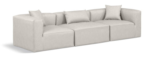 Meridian Furniture - Cube Cream Vegan Leather Modular Sofa - 3Pc - 668Cream-S108B veiw 1