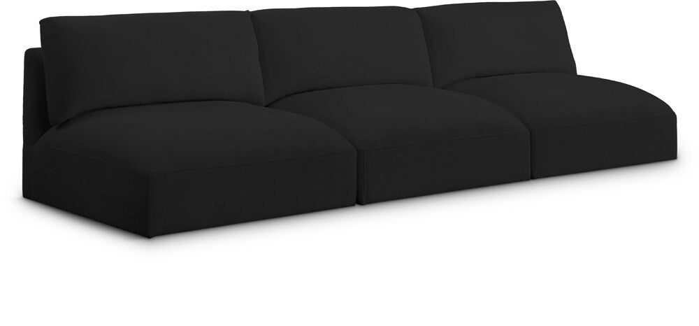 Meridian Furniture - Ease Black Polyester Fabric Modular Sofa - 3Pc - 696Black-S114A veiw 1