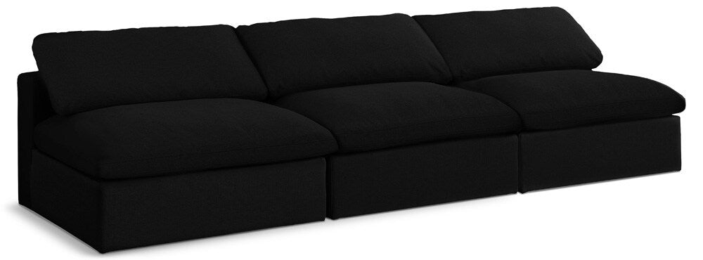 Meridian Furniture - Serene Black Linen Textured Fabric Deluxe Comfort Modular Armless Sofa - 3Pc - 601Black-S117 veiw 1