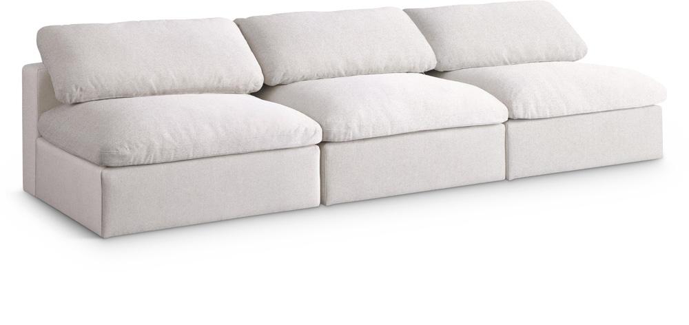 Meridian Furniture - Serene Cream Linen Textured Fabric Deluxe Comfort Modular Armless Sofa - 3Pc - 601Cream-S117 veiw 1