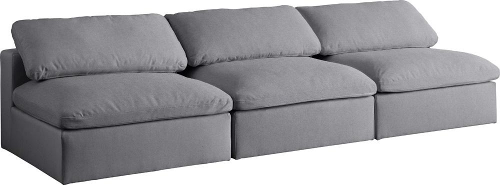 Meridian Furniture - Serene Grey Linen Textured Fabric Deluxe Comfort Modular Armless Sofa - 3Pc - 601Grey-S117 veiw 1