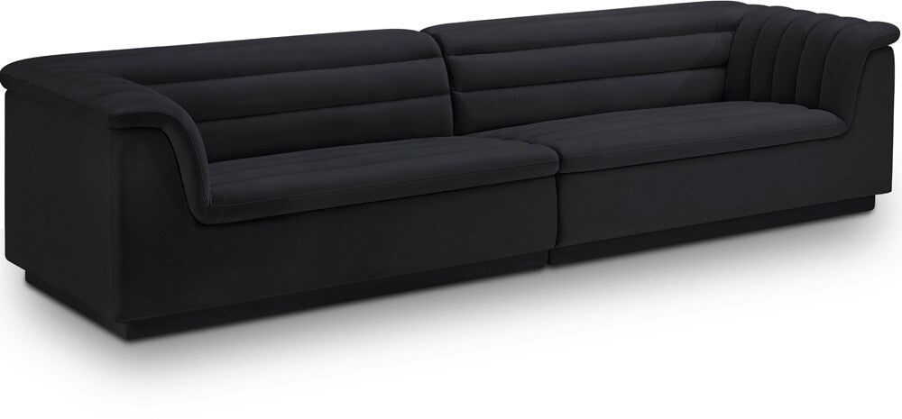 Meridian Furniture - Cascade Black Velvet Fabric Modular Sofa - 2Pc - 194Black-S119 veiw 1