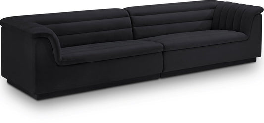 Meridian Furniture - Cascade Black Velvet Fabric Modular Sofa - 2Pc - 194Black-S119 veiw 1