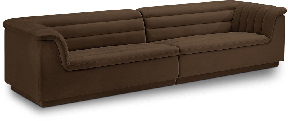 Meridian Furniture - Cascade Brown Velvet Fabric Modular Sofa - 2Pc - 194Brown-S119 veiw 1