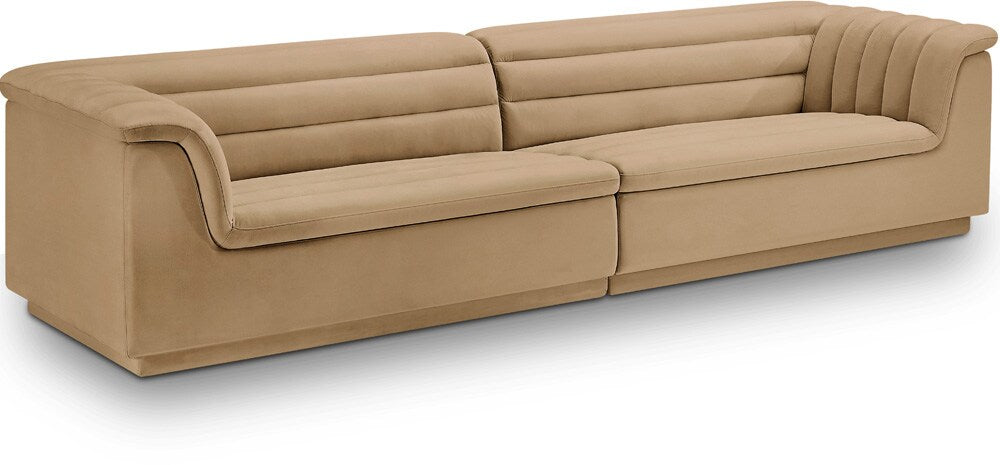 Meridian Furniture - Cascade Camel Velvet Fabric Modular Sofa - 2Pc - 194Camel-S119 veiw 1
