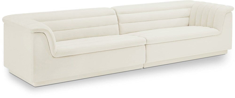 Meridian Furniture - Cascade Cream Velvet Fabric Modular Sofa - 2Pc - 194Cream-S119 veiw 1