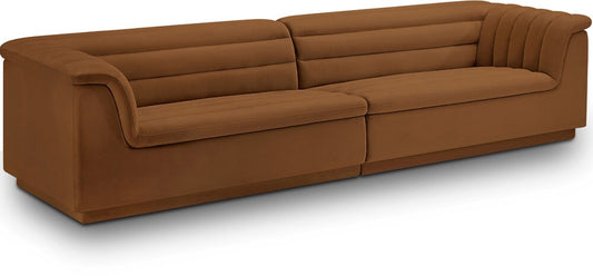 Meridian Furniture - Cascade Saddle Velvet Fabric Modular Sofa - 2Pc - 194Saddle-S119 veiw 1