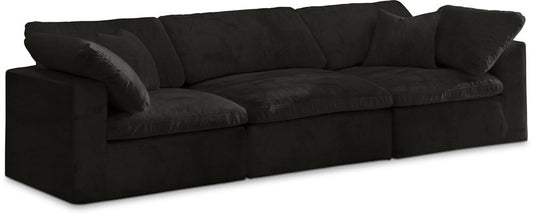 Meridian Furniture - Cozy Black Velvet Comfort Modular Sofa - 3Pc - 634Black-S119 veiw 1
