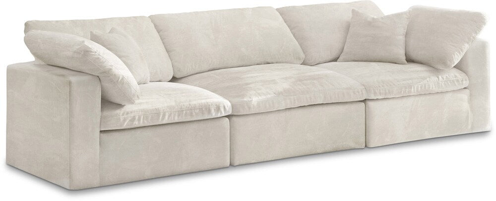 Meridian Furniture - Cozy Cream Velvet Comfort Modular Sofa - 3Pc - 634Cream-S119 veiw 1