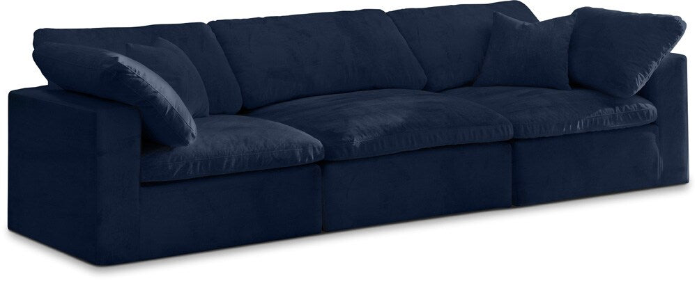 Meridian Furniture - Cozy Navy Velvet Comfort Modular Sofa - 3Pc - 634Navy-S119 veiw 1