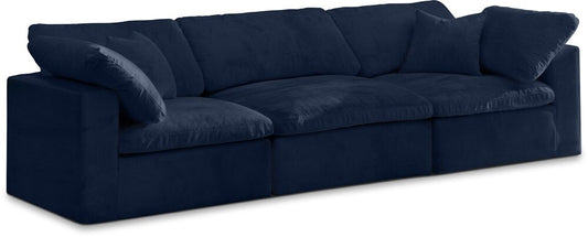 Meridian Furniture - Cozy Navy Velvet Comfort Modular Sofa - 3Pc - 634Navy-S119 veiw 1