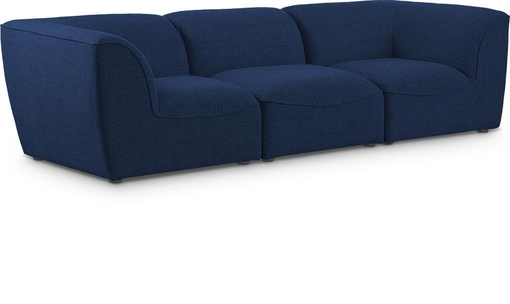 Meridian Furniture - Miramar Navy Durable Linen Textured Modular Sofa - 3Pc - 683Navy-S109 veiw 1