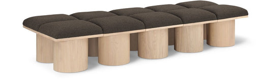 Meridian Furniture - Pavilion Brown Boucle Fabric Bench - 10Pc - 465Brown-10C veiw 1
