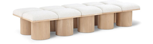 Meridian Furniture - Pavilion Cream Boucle Fabric Bench - 10Pc - 465Cream-10C veiw 1