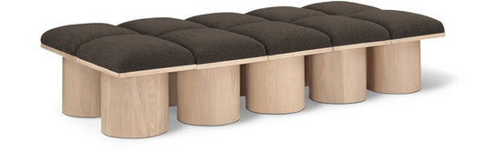 Meridian Furniture - Pavilion Brown Boucle Fabric Bench - 10Pc - 465Brown-10D veiw 1