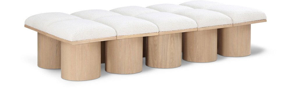 Meridian Furniture - Pavilion Cream Boucle Fabric Bench - 10Pc - 465Cream-10D veiw 1