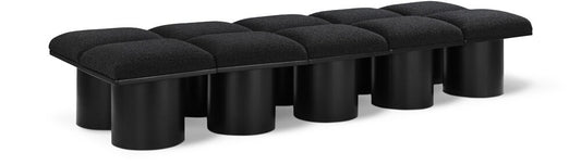Meridian Furniture - Pavilion Black Boucle Fabric Bench - 10Pc - 466Black-10C veiw 1