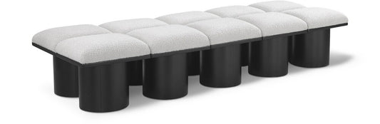 Meridian Furniture - Pavilion Cream Boucle Fabric Bench - 10Pc - 466Cream-10C veiw 1