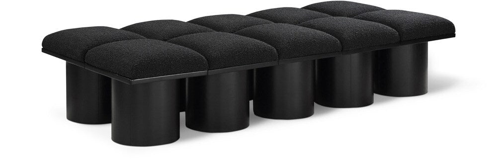 Meridian Furniture - Pavilion Black Boucle Fabric Bench - 10Pc - 466Black-10D veiw 1