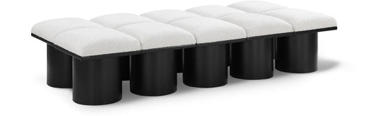 Meridian Furniture - Pavilion Cream Boucle Fabric Bench - 10Pc - 466Cream-10D veiw 1