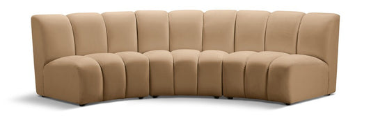Meridian Furniture - Infinity Camel Velvet 3pc. Modular Sectional - 638Camel-3PC veiw 1