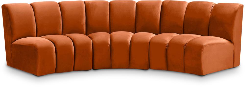 Meridian Furniture - Infinity Cognac Velvet 3pc. Modular Sectional - 638Cognac-3PC veiw 1