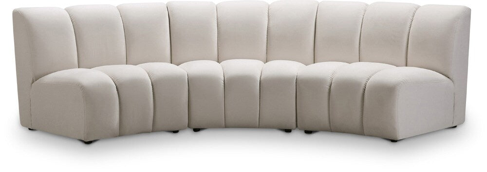 Meridian Furniture - Infinity Cream Velvet 3pc. Modular Sectional - 638Cream-3PC veiw 1