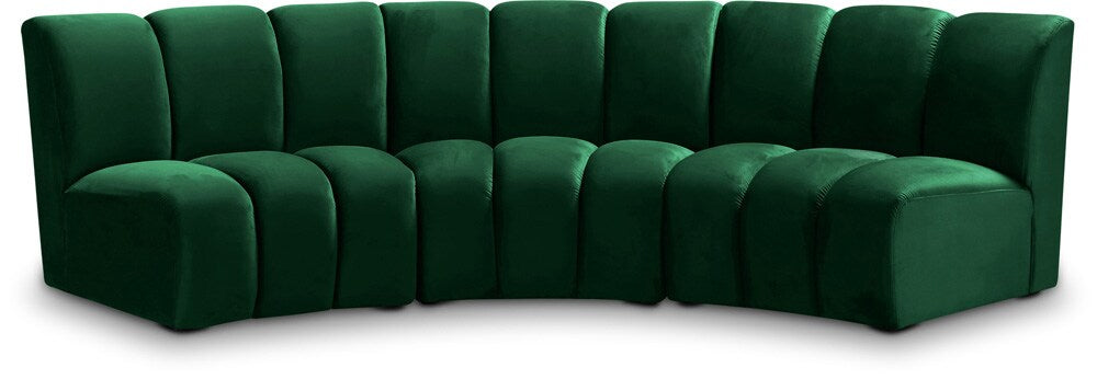 Meridian Furniture - Infinity Green Velvet 3pc. Modular Sectional - 638Green-3PC veiw 1