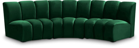 Meridian Furniture - Infinity Green Velvet 3pc. Modular Sectional - 638Green-3PC veiw 1