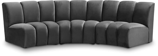 Meridian Furniture - Infinity Grey Velvet 3pc. Modular Sectional - 638Grey-3PC veiw 1
