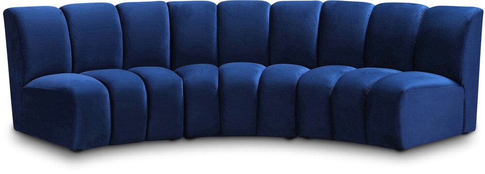 Meridian Furniture - Infinity Navy Velvet 3pc. Modular Sectional - 638Navy-3PC veiw 1