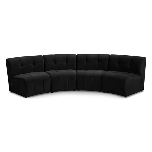 Meridian Furniture - Limitless Black Velvet 4pc. Modular Sectional - 645Black-4PC veiw 1