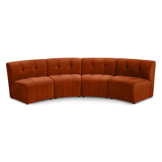 Meridian Furniture - Limitless Cognac Velvet 4pc. Modular Sectional - 645Cognac-4PC veiw 1