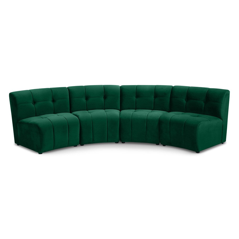 Meridian Furniture - Limitless Green Velvet 4pc. Modular Sectional - 645Green-4PC veiw 1