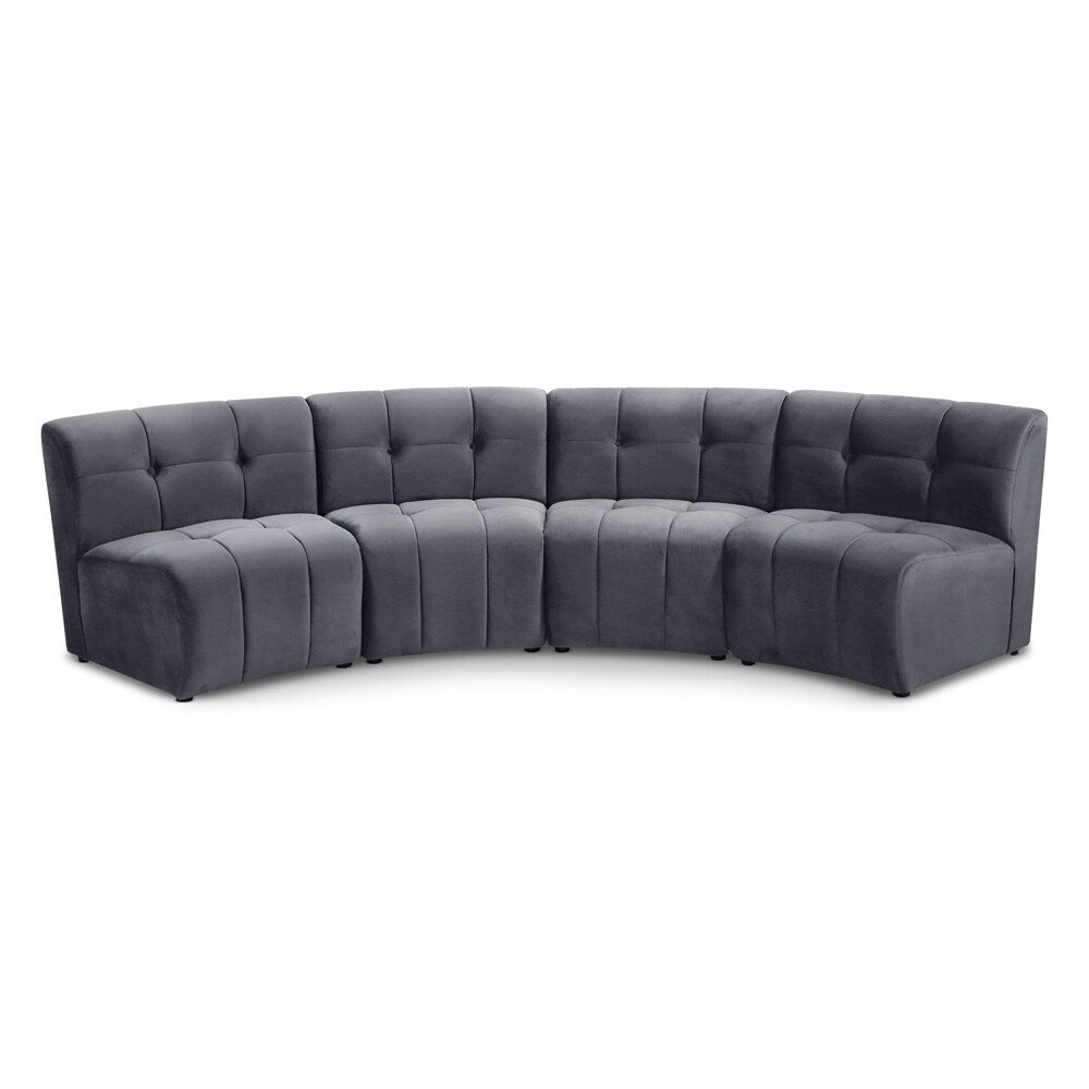 Meridian Furniture - Limitless Grey Velvet 4pc. Modular Sectional - 645Grey-4PC veiw 1