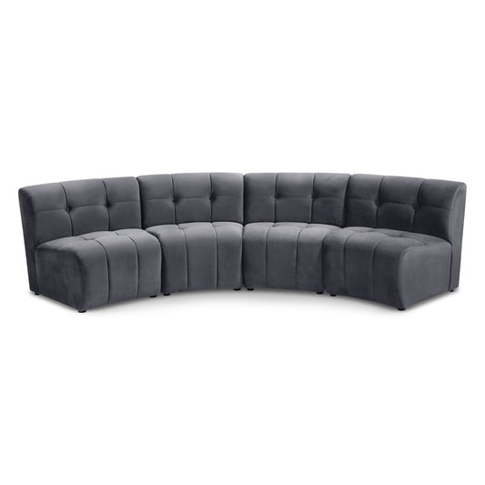 Meridian Furniture - Limitless Grey Velvet 4pc. Modular Sectional - 645Grey-4PC veiw 1
