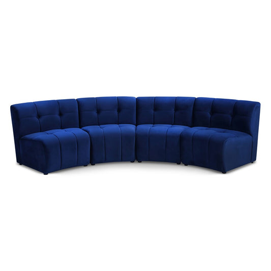 Meridian Furniture - Limitless Navy Velvet 4pc. Modular Sectional - 645Navy-4PC veiw 1