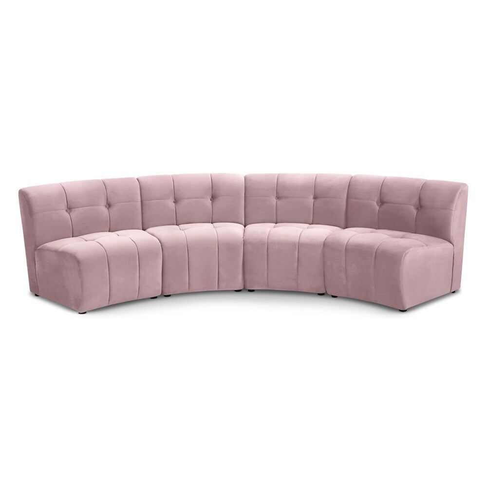 Meridian Furniture - Limitless Pink Velvet 4pc. Modular Sectional - 645Pink-4PC veiw 1